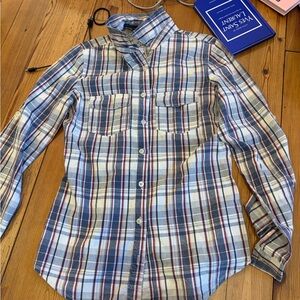 Women Blue Plaid Shirt